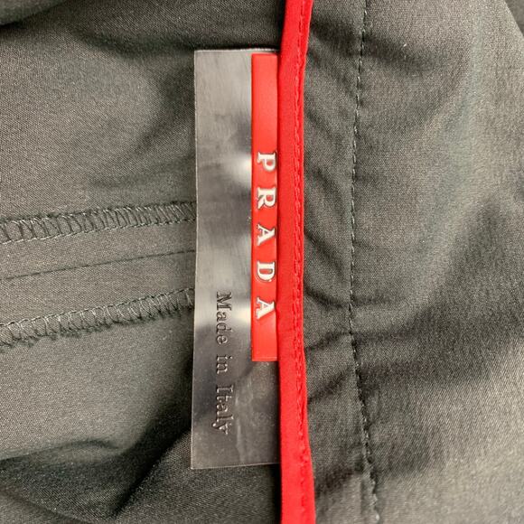 PRADA Size 2 Black Poplin Cotton Blend Belted Casual Pants - Picture 6 of 6